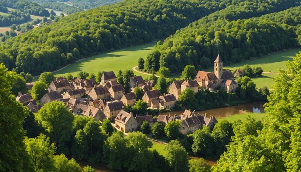 Les paysages autour de sarlat : vallées, forêts et rivières avec les chalets du périgord